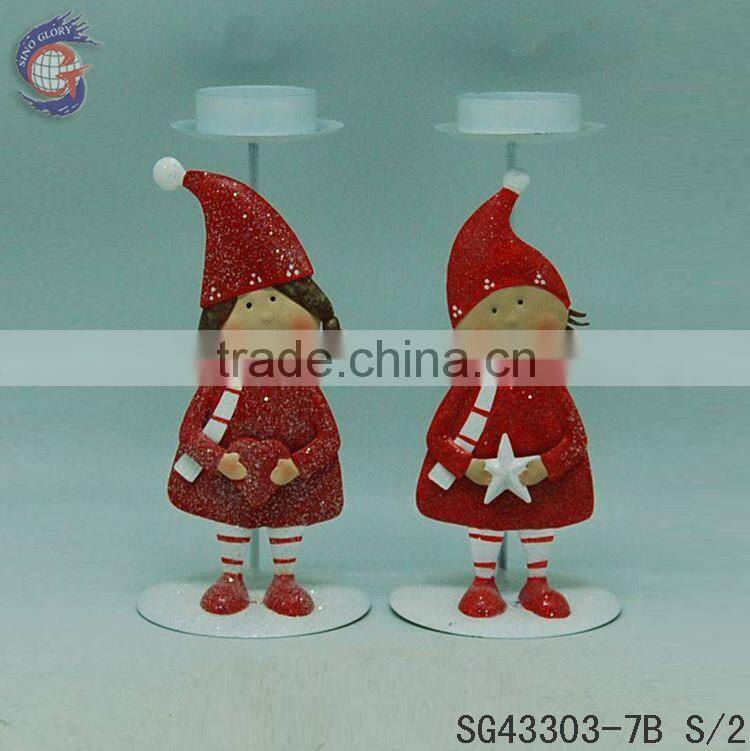 metal boy and girl with candle holder parts for decorating home