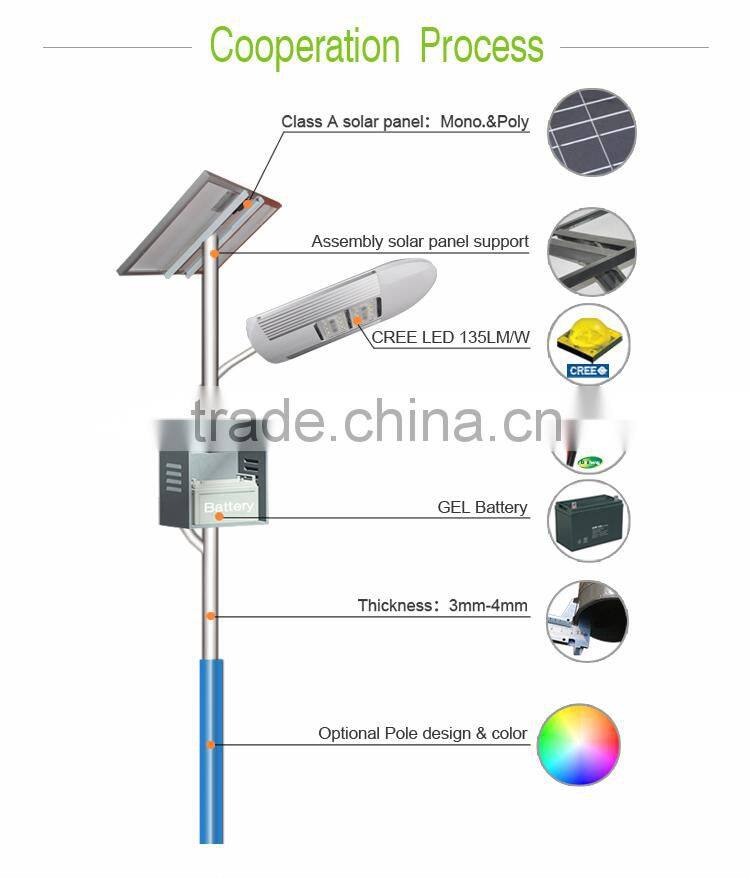 Customized high quality wholesale Aluminum led solar street light with 5-12m pole