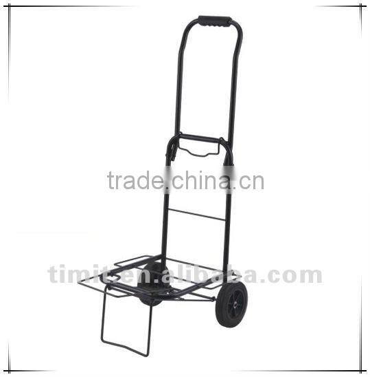Simple Design Practical Iron 4 Wheels Foldable Black Shopping Trolley Cart