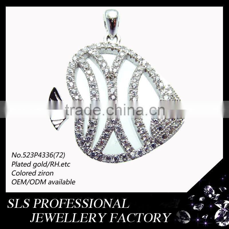 Hot and fashion hip-hop jewelry for boys pendants white gold plated silver fish design pendant