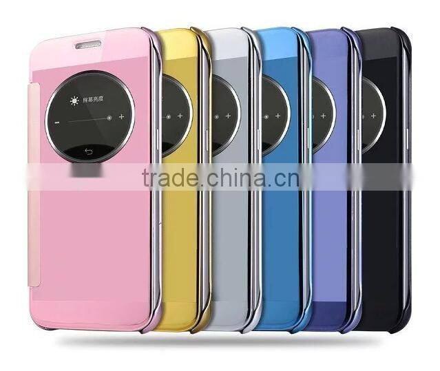 shockproof Selectroplating smart intelligent flip cover business mirror phone case for samsung s7 / s7edge