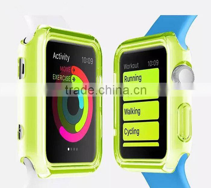 Latest desgin Soft semi-transparent TPU case for apple watch, Soild color silicone watch case