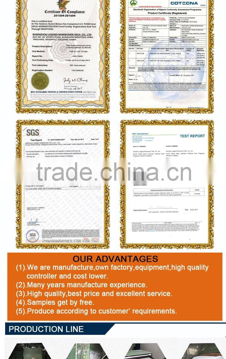 polyester filter nonwoven fabrics material for milk filteration