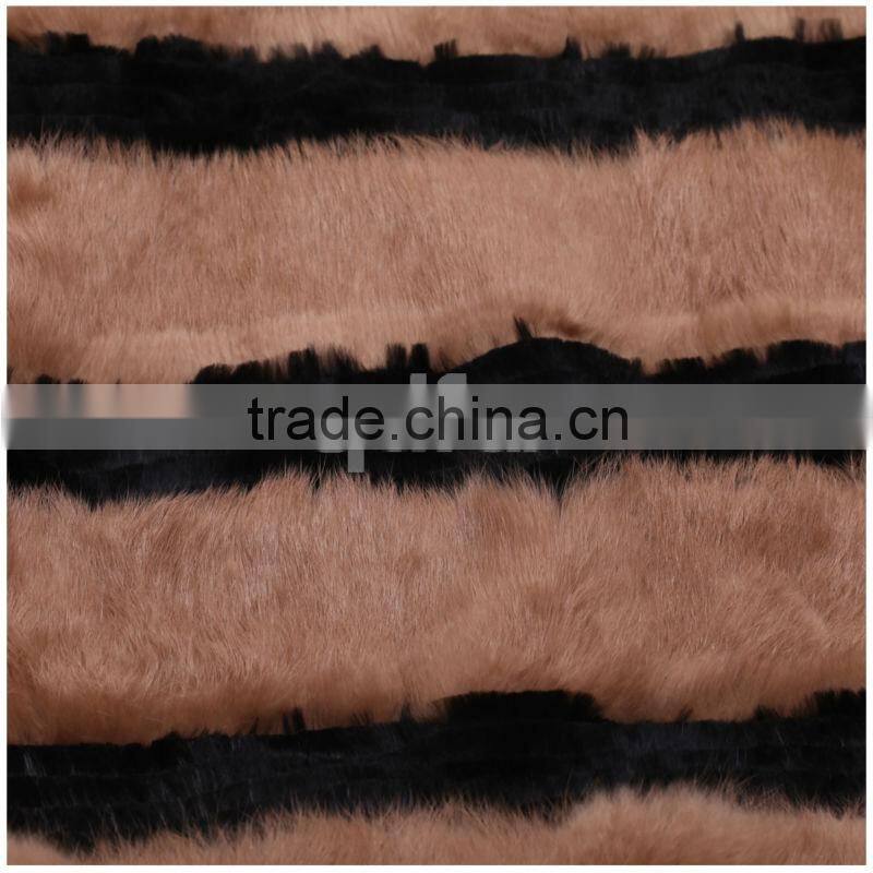 QD30538 Plus Size Intimate Winter Apparel Shearing Black White Rabbit Fur Lady Jacket