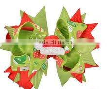 Baby Girl Hair Bow Large Layered Boutique Spike Christmas Hair Bows hairpin Clip in Red Green Party Hair Accessory CB-3389