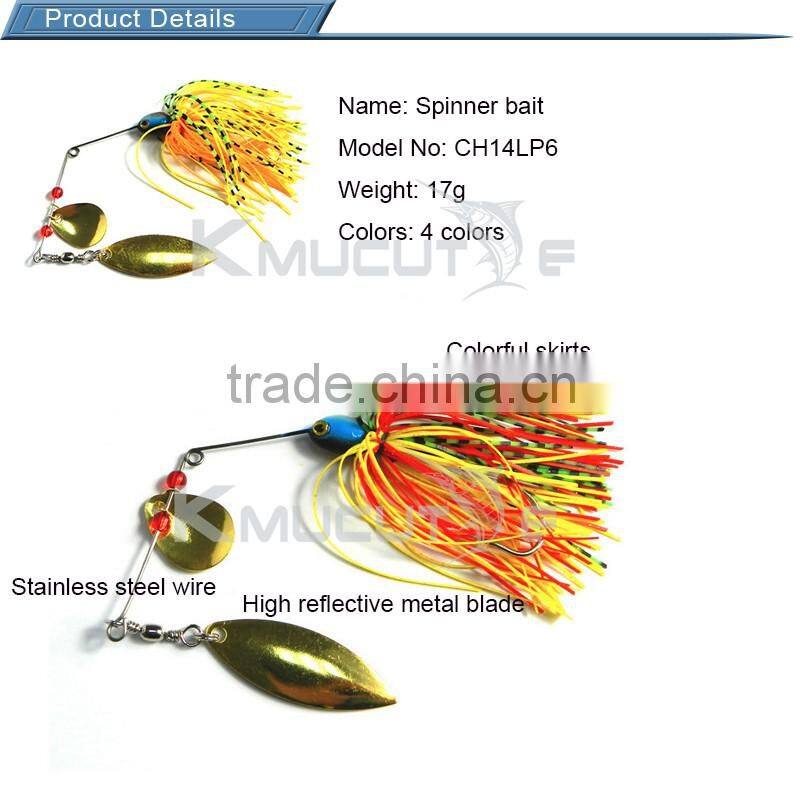Kmucutie Spinner bait 17.4g lead head pvc skirts fishing bait for freshwater fishing