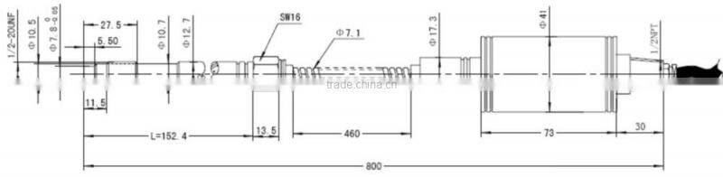 Melt pressure transducer flexible tube explosion proof