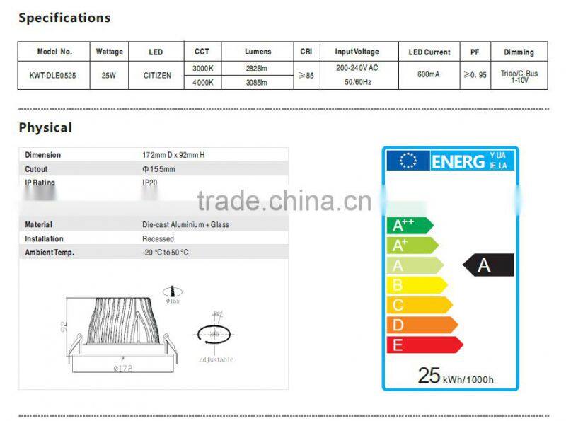 Super hotsell good quality nice price directional commercial LED downlight Ra90/Ra97