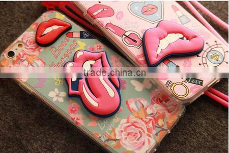 3D Soft Mouth Lip Fahion Printing Case for Iphone 6 Hot selling 2015