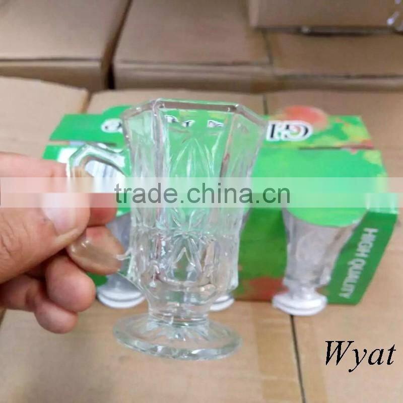 cheap 100ml 3oz glass wine cups with handle