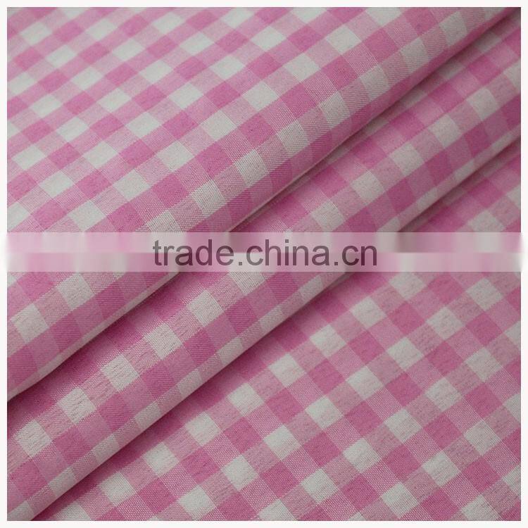 Fashionable lightweight cheap polyester check clothing fabric for ladies dress