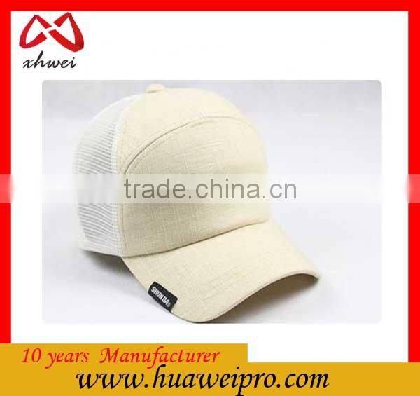 Alibaba china professional custom company logo design caps linen men breathe freely mesh trucker cap