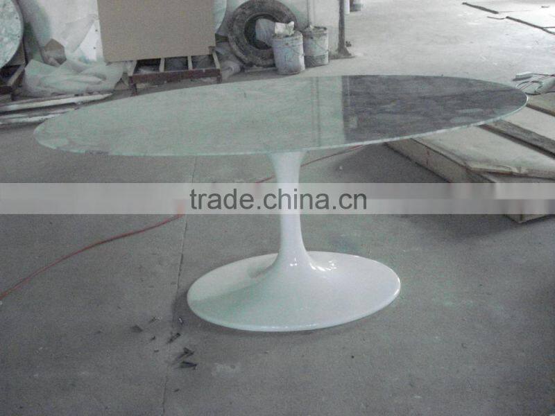 modern fiberglass base and white marble top oval tulip table