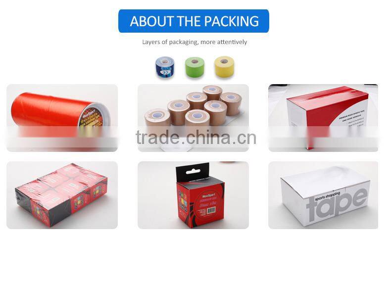 2015 Jiaxing Promotional Kinesiology Precut Tape Kinetic Colored Sports Rayon Strapping Tape