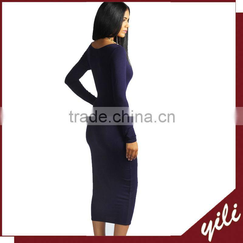 Simply design knit fabtic cheap long evening dresses