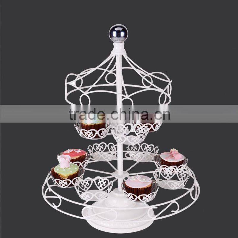 YG1139 2 layer wrought iron cupcake stand, color powder coated cupcake racks for wedding