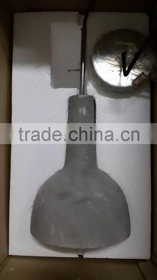 Concrete chandelier lighting with metal ceiling rose and steel wire