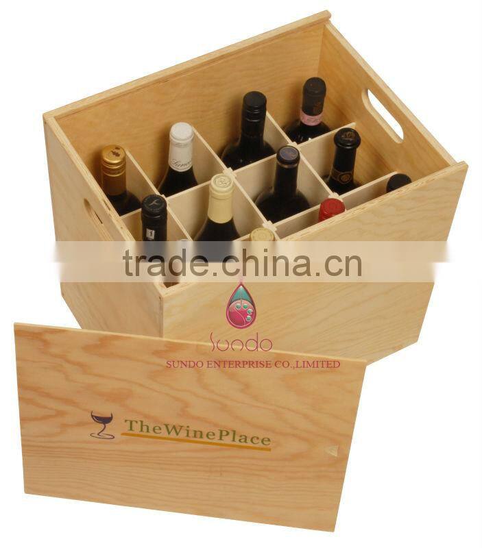 handmade 12 bottles wooden wine carrying case for wine