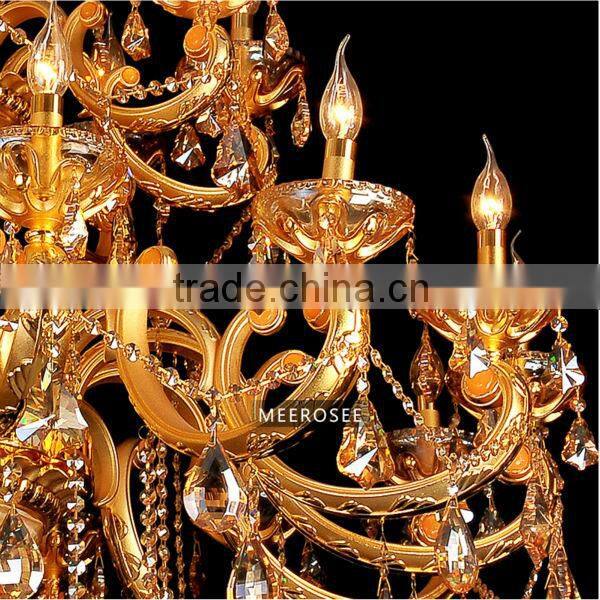 Luxurious Design Crystal Pendant Light,Golden Color Chandelier Crystal ,Pendant Lighting From Meerosee MD3154