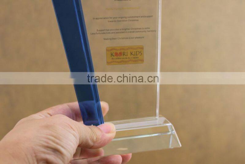 New fashion factory directly sale crystal blue trophy and award
