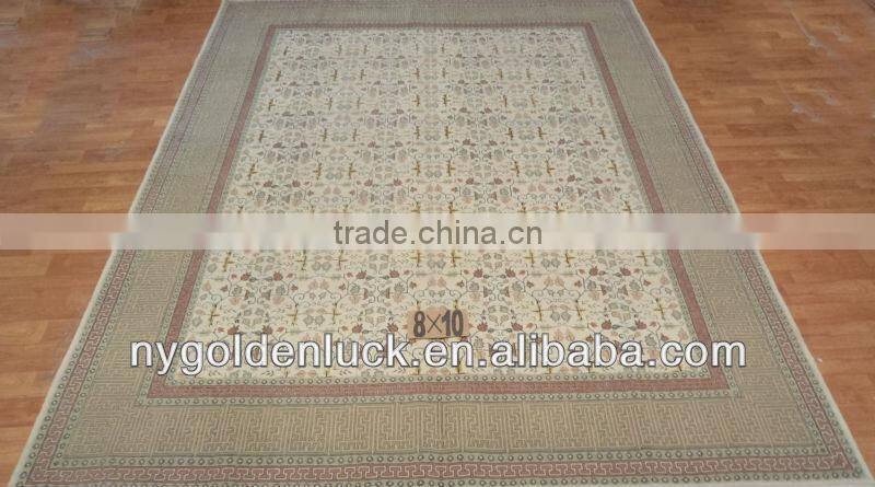 8x10ft kashmir ivory wool and silk carpet