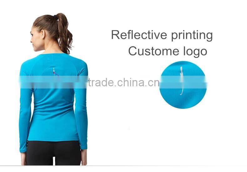 wholesale women function fabric long sleeve running shirts/quick dry running wear