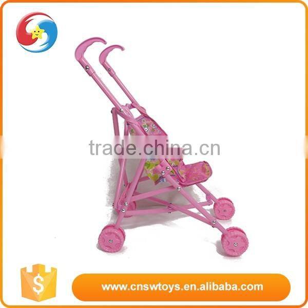 Lovely plastic lifelike baby doll 16 inch baby toy doll with baby pink cart