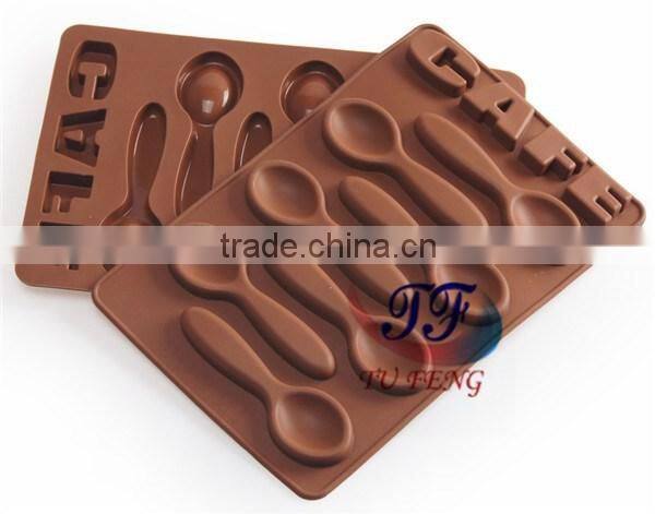 7 holes food grade silicone 3d cafe chocolate spoon mould