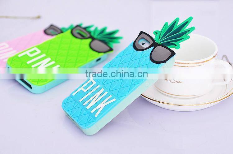 3D Pineapple shaped silicone mobile phone case for iPhone