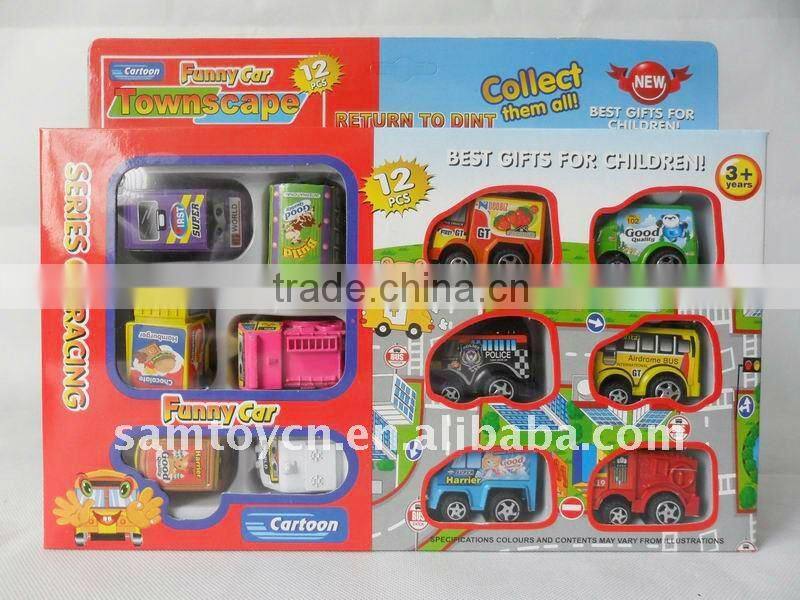 12 Pcs cute pull back car toys for children