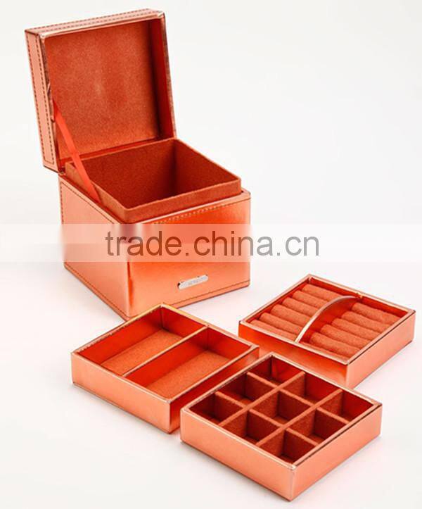 Customized Rigid Cardboard Paper PU Jewelry Storage Box