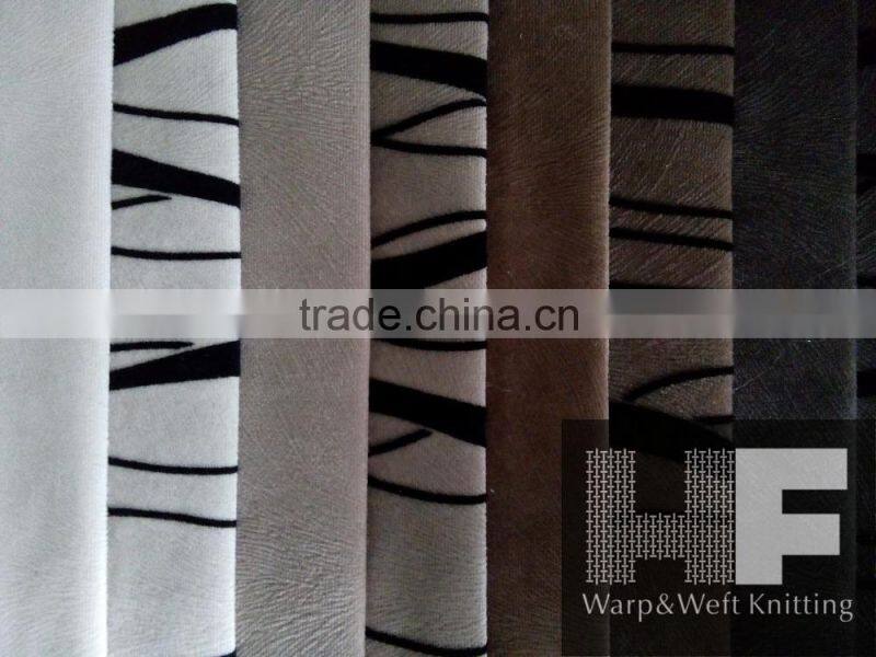 ZJHF-E15 100% polyester super soft burntout flocking fabric for upholstery fabric