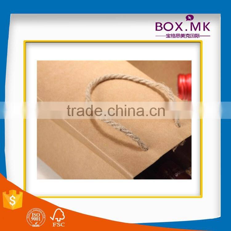 2016 Wholesale Handmade Brown Kraft Wine Paper Bag