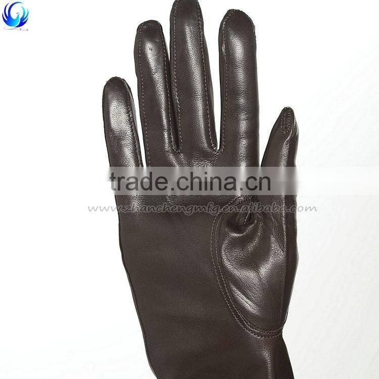 2016 factory made winter women wool lined brown sheepskin leather gloves