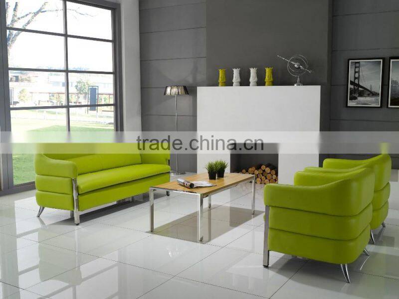 S818 Top grade office leather sofa with oil leather and stainless steel leg