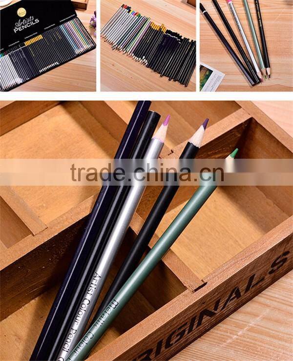 cheap wooden draw artist pencil set with tin box