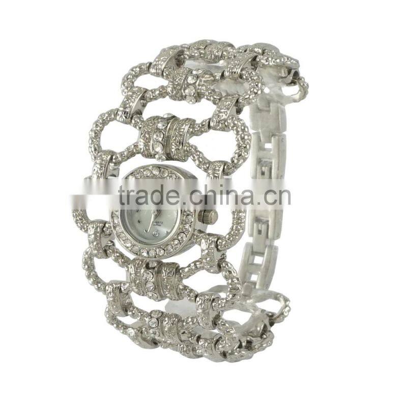 New model unique fashion ladies dress wide band alloy quartz with japan quartz watch