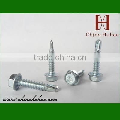 Galvanized hexgon flange head with letter logo drill screw