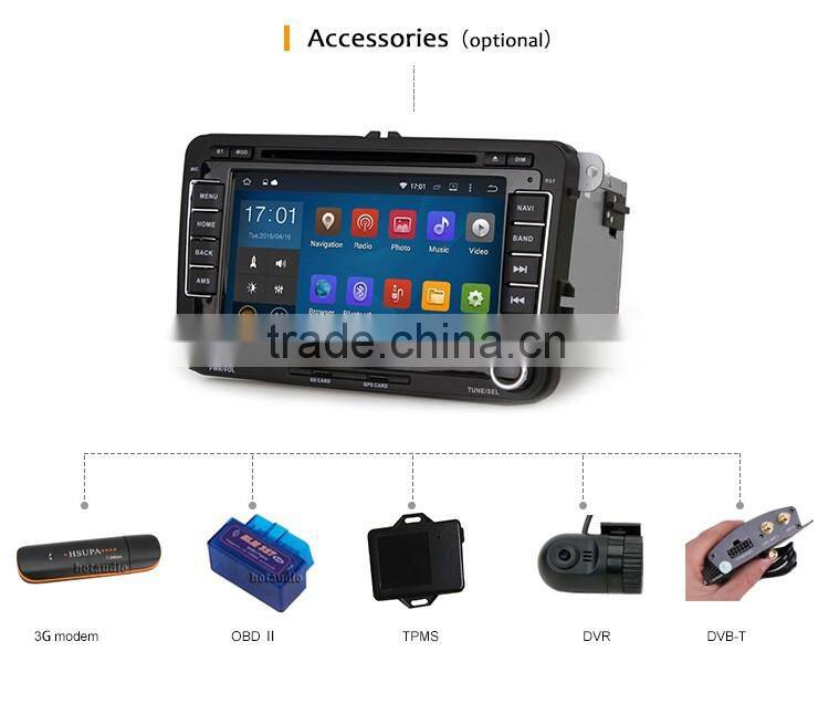 7 Inch 2 din Bluetooth version 2.0 car dvd player with GPS for VW skoda