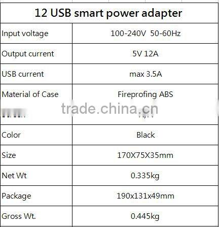 Portable 12 ports USB charger , smart power adapter hub for laptop , for electro device