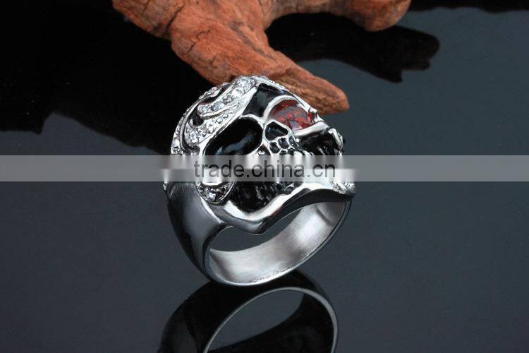 mens diamond/ natural ruby skull wedding ring