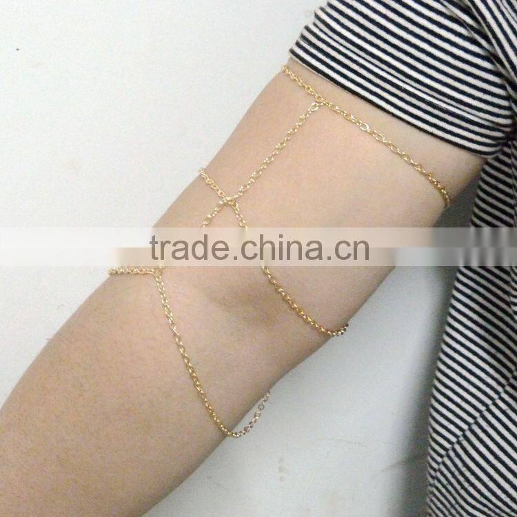 Fashion gold tassels three layers arm chain