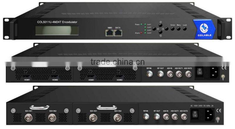 4 CH hd-mi/sdi to rf encodulator, h.264/mpeg-2 encoder modulator COL5011U-4M24T