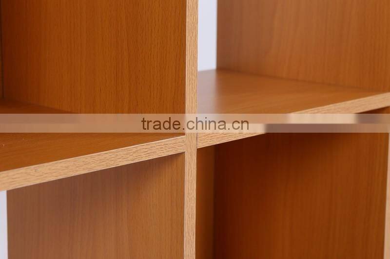 wood melaimne wall storage bookcase home bookshelf in library.