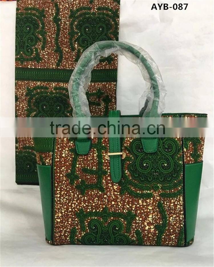 Women dress wax with big hand bag special wax and bag set for negeria weeding