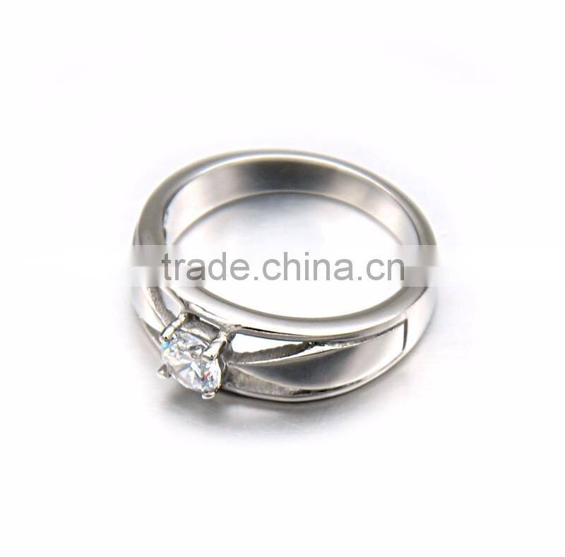 Wholesale Luxury Wedding Stainless Steel Simple Silver Ring Design Diamond Women Jewelry