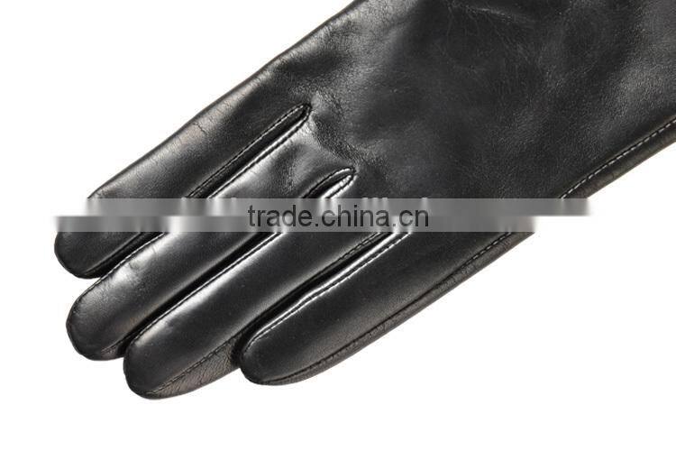 Hot selling white thread little bowknot sheepskin leather gloves for female