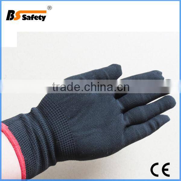 BSSAFETY gray and black color polyester nylon working glove no coating