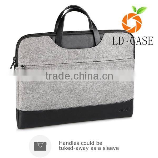 Fashion Business Style Felt Laptop Bag With Leather Handle