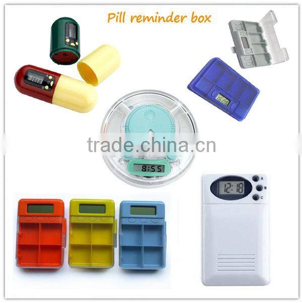 2 comparments mini pill box with alarm timer